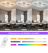 LuxiLamps - 5 Rings Ceiling Fan - RGB - 6 Speeds - Dimmable With Remote Control - 12 Colors - Modern Circle Fan Light