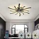 LuxiLamps - 5 Wing Fan Lamp - Dimmable With Remote Control - Black - Ceiling Fan With LED - Living Room Lamp - Modern Lamp - Ceiling Lamp