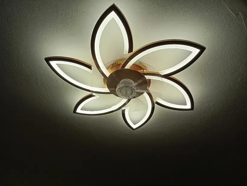 LuxiLamps - 6 Sterren Plafondlamp Met Ventilator - Goud - Met Afstandsbediening - Smart lamp - Dimbaar Met App - 6 Standen Ventilator - Woonkamerlamp - Moderne lamp - Plafoniere