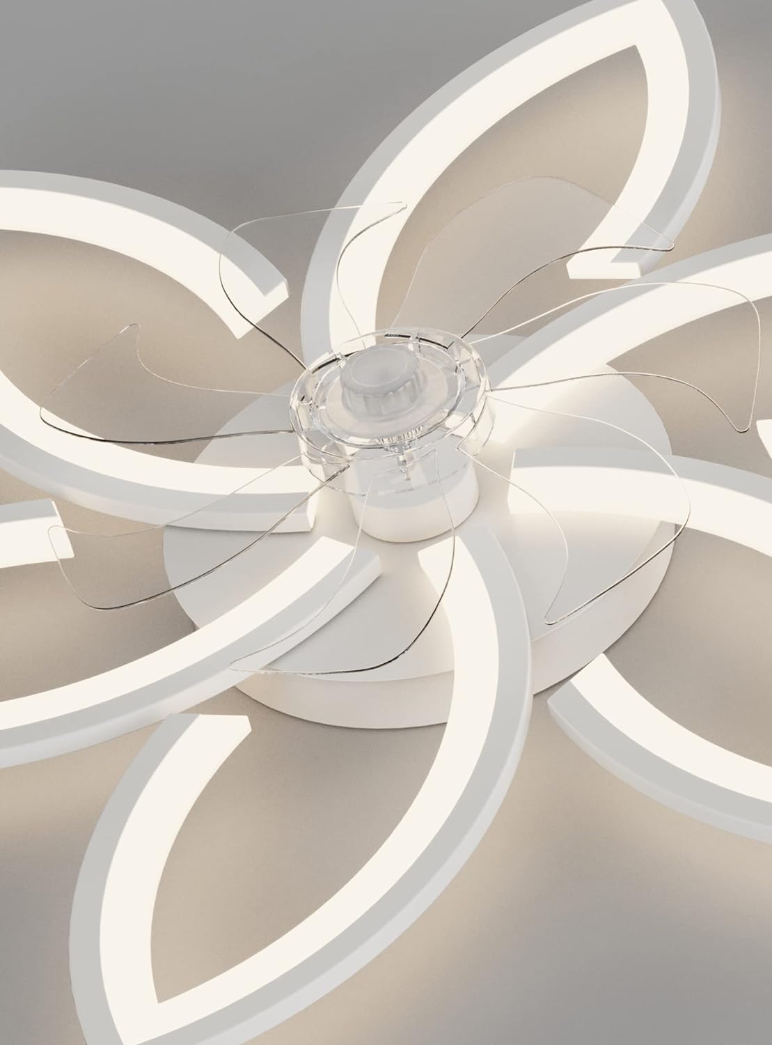 LuxiLamps - 6 Sterren Plafondlamp Met Ventilator - Wit - Met Afstandsbediening - Smart lamp - Dimbaar Met App - 6 Standen Ventilator - Woonkamerlamp - Moderne lamp - Plafoniere