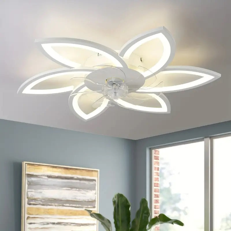 LuxiLamps - 6 Sterren Plafondlamp Met Ventilator - Wit - Met Afstandsbediening - Smart lamp - Dimbaar Met App - 6 Standen Ventilator - Woonkamerlamp - Moderne lamp - Plafoniere