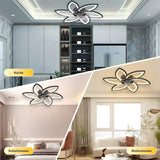 LuxiLamps - 6 Star Ceiling Lamp With Fan - Black - With Remote Control - Smart Lamp - Dimmable With App - 6 Modes Fan - Living Room Lamp - Modern Lamp - Ceiling Lamp