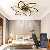 LuxiLamps - 6 Star Ceiling Lamp With Fan - Black - With Remote Control - Smart Lamp - Dimmable With App - 6 Modes Fan - Living Room Lamp - Modern Lamp - Ceiling Lamp