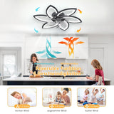 LuxiLamps - 6 Star Ceiling Lamp With Fan - Black - With Remote Control - Smart Lamp - Dimmable With App - 6 Modes Fan - Living Room Lamp - Modern Lamp - Ceiling Lamp