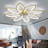 LuxiLamps - 8-Star Ceiling Fan Light - Gold - With Remote Control - Smart Lamp - App Dimmable - 6-Speed Fan - Living Room Light - Modern Lamp - Ceiling Light