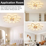 LuxiLamps - 8-Star Ceiling Fan Light - Gold - With Remote Control - Smart Lamp - App Dimmable - 6-Speed Fan - Living Room Light - Modern Lamp - Ceiling Light