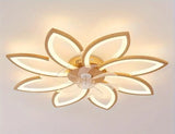 LuxiLamps - 8-Star Ceiling Fan Light - Gold - With Remote Control - Smart Lamp - App Dimmable - 6-Speed Fan - Living Room Light - Modern Lamp - Ceiling Light