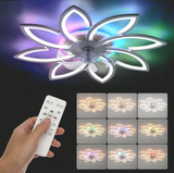 LuxiLamps - 8 Star Ceiling Lamp With Fan - RGB - With Remote Control - 12 Colors - Dimmable - 6 Fan Settings - Living Room Lamp - Modern Lamp - Ceiling Lamp