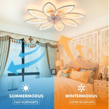 LuxiLamps - 8 Star Ceiling Lamp With Fan - RGB - With Remote Control - 12 Colors - Dimmable - 6 Fan Settings - Living Room Lamp - Modern Lamp - Ceiling Lamp