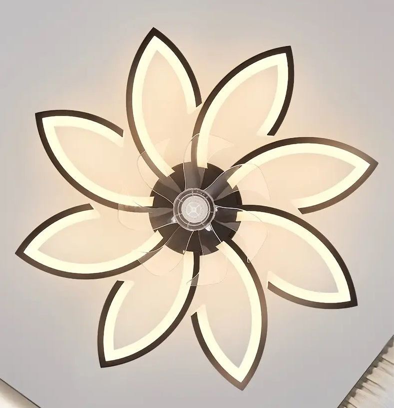LuxiLamps - 8-Star Ceiling Fan Light - Black - With Remote Control - Smart Lamp - App Dimmable - 6 Fan Speeds - Living Room Lamp - Modern Lamp - Ceiling Light