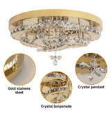 LuxiLamps - Flower Ceiling Lamp - Crystal - Dimmable With Remote Control - Gold - LED Ceiling Lamp - Living Room Lamp - Modern Lamp - Chandelier