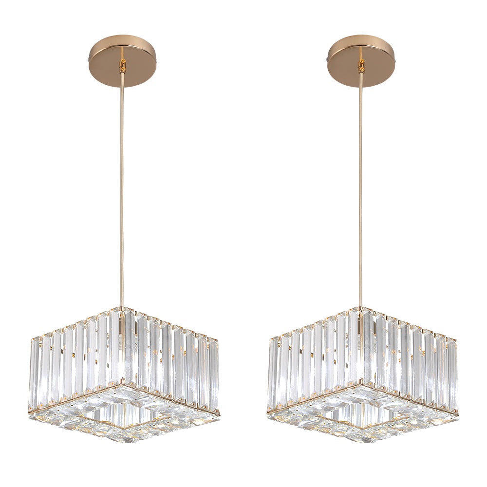 LuxiLamps - Crystal Pendant Light - Modern Pendant Light - Gold - Chandelier - E27 - Dining Room Pendant Light
