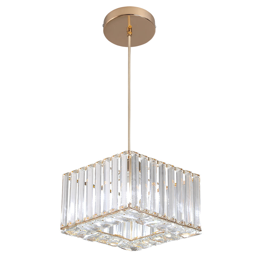 LuxiLamps - Crystal Pendant Light - Modern Pendant Light - Gold - Chandelier - E27 - Dining Room Pendant Light