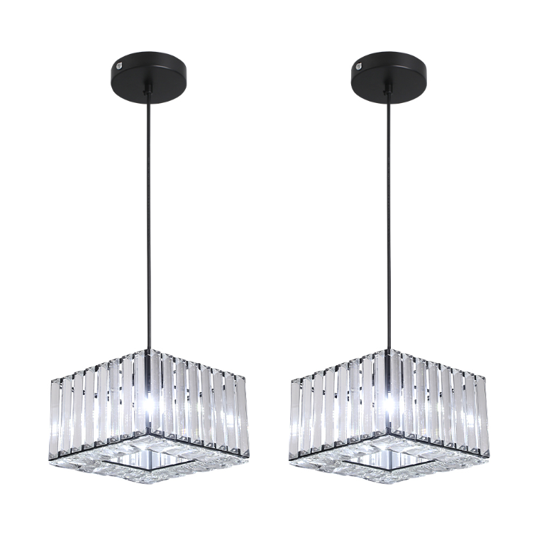 LuxiLamps - Crystal Pendant Light - Modern Pendant Light - Black - Chandelier - E27 - Dining Room Pendant Light