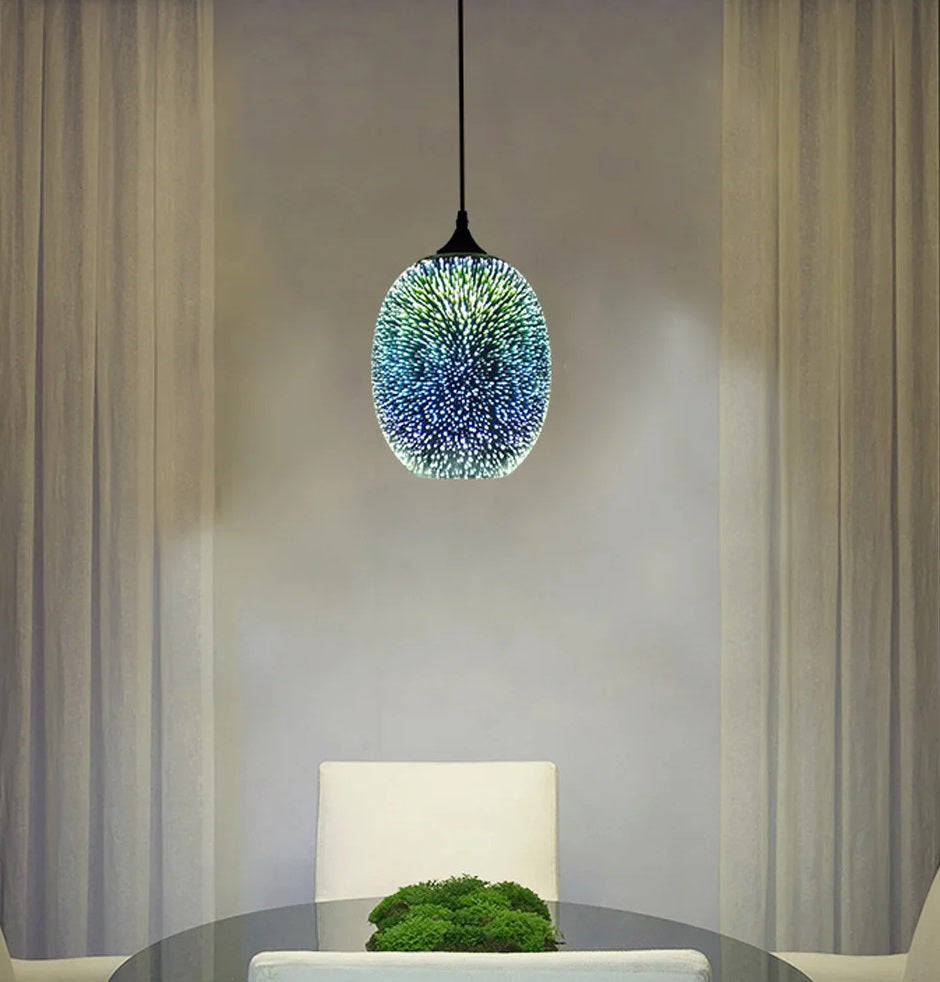 LuxiLamps - Glass Starry Sky - 3-Piece Pendant Light - Unique Living Room Lamp - Modern 3D Lamp - Ceiling Light
