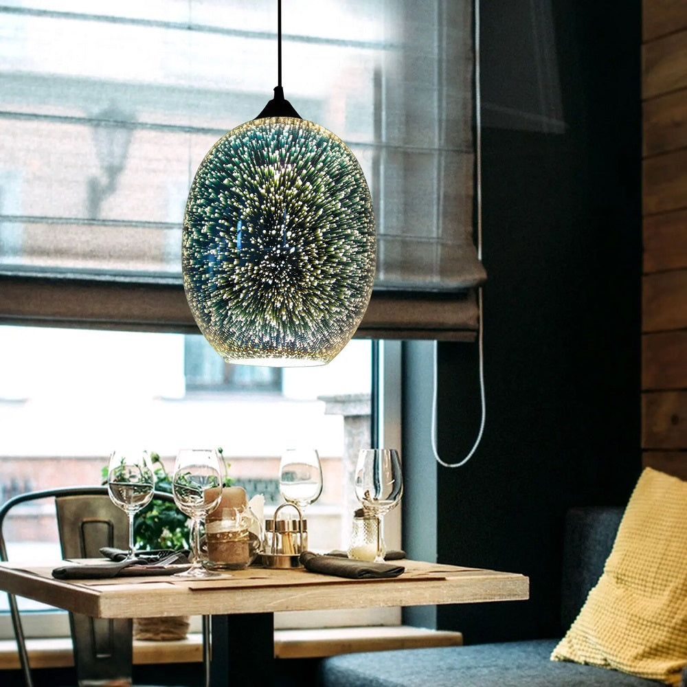 LuxiLamps - Glass Starry Sky - 3-Piece Pendant Light - Unique Living Room Lamp - Modern 3D Lamp - Ceiling Light