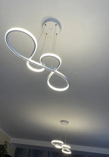 LuxiLamps - Pendant Lamp - Chandelier - White - Living Room Lamp Dimmable With Remote Control - Modern Lamp - Dining Room Lamp - LED Ceiling Lamp - Ceiling Light