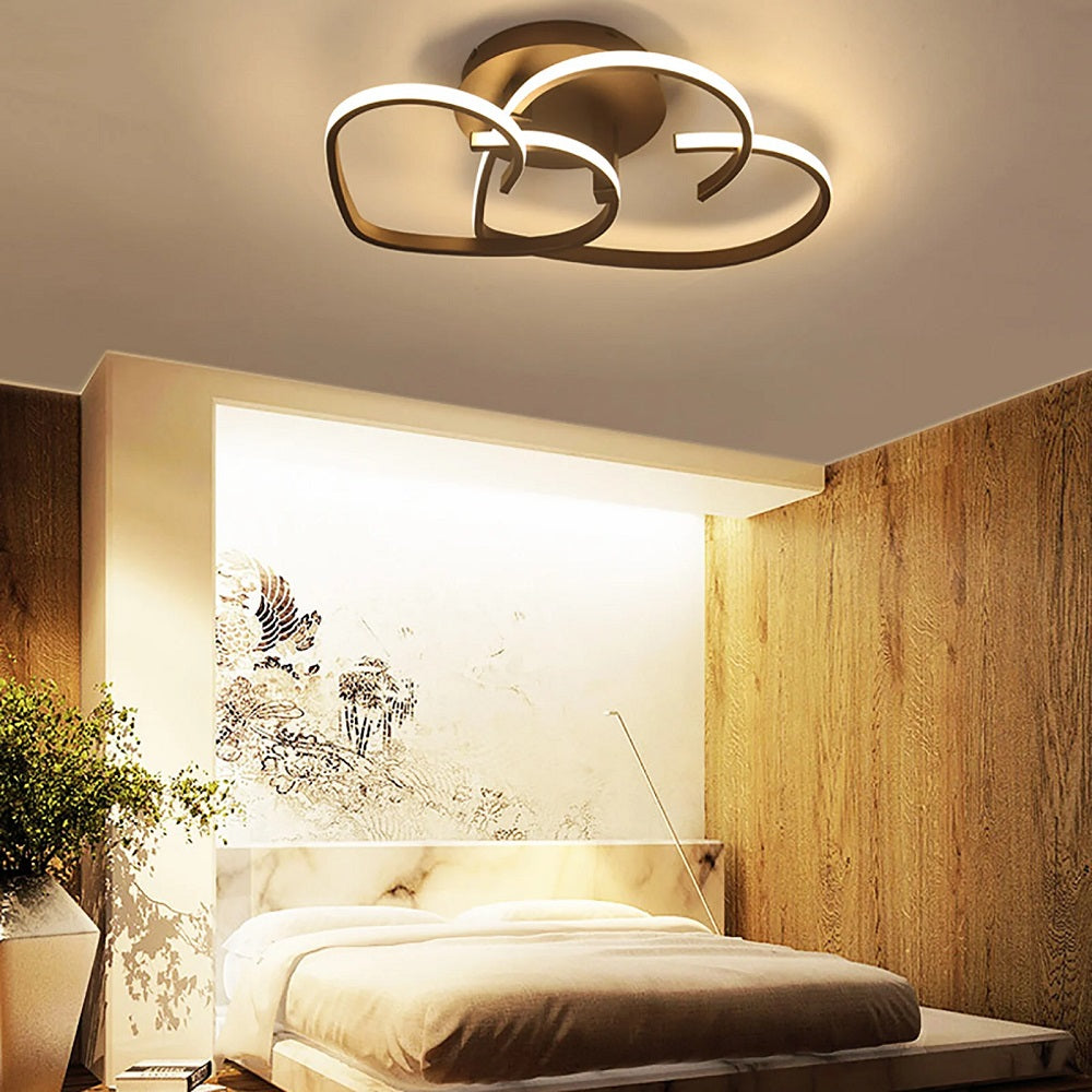 LuxiLamps - Hearts Ceiling Lamp - With Remote Control - Coffee - Dimmable With Remote Control - Living Room Lamp - Modern Lamp - Ceiling Lamp