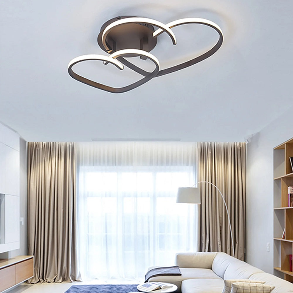 LuxiLamps - Hearts Ceiling Lamp - With Remote Control - Coffee - Dimmable With Remote Control - Living Room Lamp - Modern Lamp - Ceiling Lamp