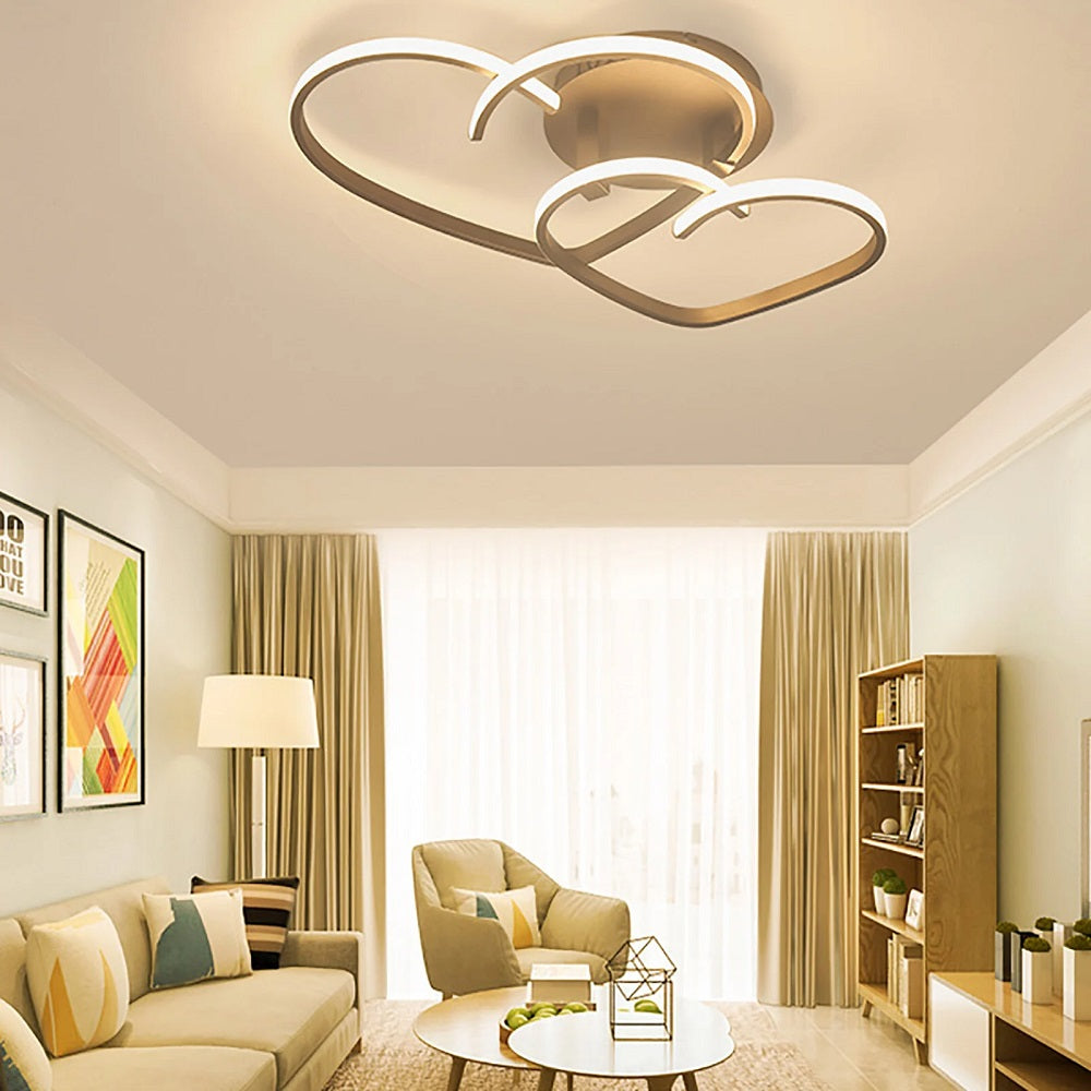 LuxiLamps - Hearts Ceiling Lamp - With Remote Control - Coffee - Dimmable With Remote Control - Living Room Lamp - Modern Lamp - Ceiling Lamp
