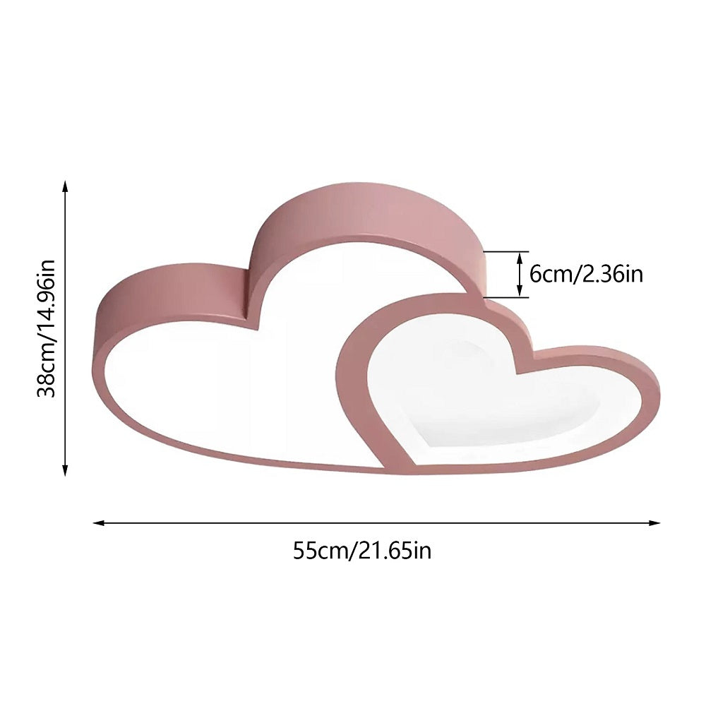LuxiLamps - Hartvormige Plafondlamp - Roze - Dimbaar Met Afstandsbediening - Kinderkamer - 55 cm - Moderne Lamp - Slaapkamer Lamp - Plafonniere
