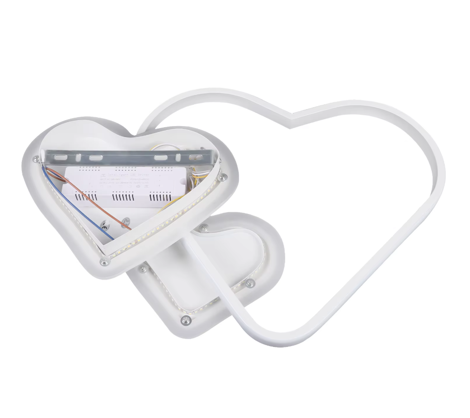 LuxiLamps - Heart-Shaped Ceiling Light - White - Dimmable With Remote Control - Nursery - 52 cm - Modern Lamp - Bedroom Lamp - Ceiling Light