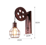LuxiLamps - Classic Retro Wheel-Shaped Wall Lamp - E27 - Wall Lighting - Warm White - Brown - 40W - Industrial Metal Wall Lamp