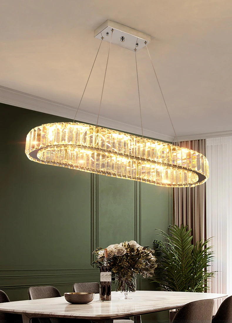 LuxiLamps - Crystal Chandelier - Crystal Led Pendant Lamp - Living Room Lamp - 70cm - With Remote Control - Modern Lamp - Pendant Lamp