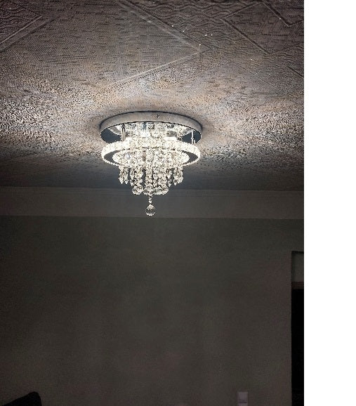 LuxiLamps - Kristallen - Plafondlamp - LED - Kristallen - Chroom Kroonluchter - Warm Wit - Hanger - Verlichting - Hal - Keuken - Slaapkamer - Woonkamer