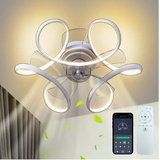 LuxiLamps - Curly Fan Ceiling Lamp - Ceiling Fan 50 cm - White - Smart Lamp - With Dimmer - 6 Speed Fan - Kitchen Lamp - Living Room Lamp - Modern Lamp - Bedroom Lamp