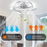 LuxiLamps - Curly Fan Ceiling Lamp - Ceiling Fan 50 cm - White - Smart Lamp - With Dimmer - 6 Speed Fan - Kitchen Lamp - Living Room Lamp - Modern Lamp - Bedroom Lamp
