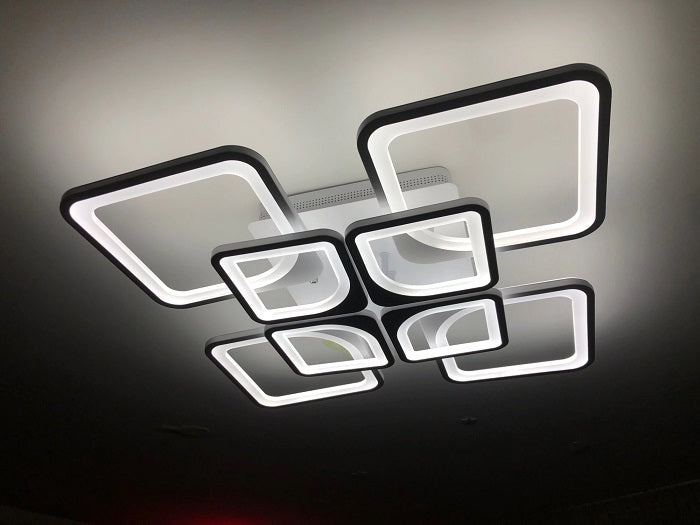 LuxiLamps - LED Bluetooth 4x4 Head Ceiling Lamp - Smart Lamp - 60 cm - White - Remote Control and APP - Living Room Lamp - Ceiling Lamp