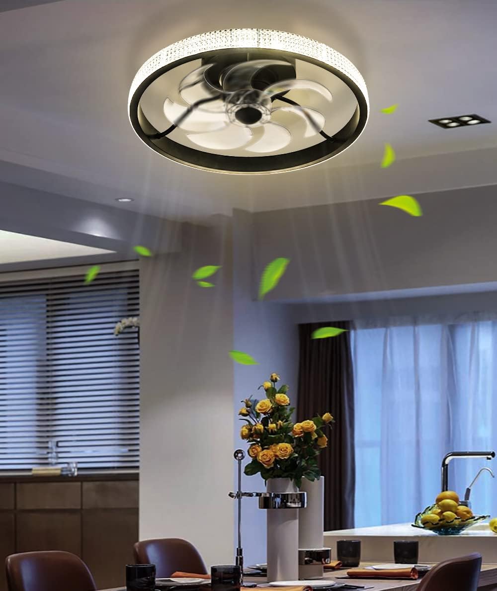 LuxiLamps - LED Ventilator Plafondlamp - Plafondventilator - Zwart - Met Dimmer - 50 cm - 6 Standen Ventilator - Keuken Lamp - Woonkamerlamp - Moderne Lamp