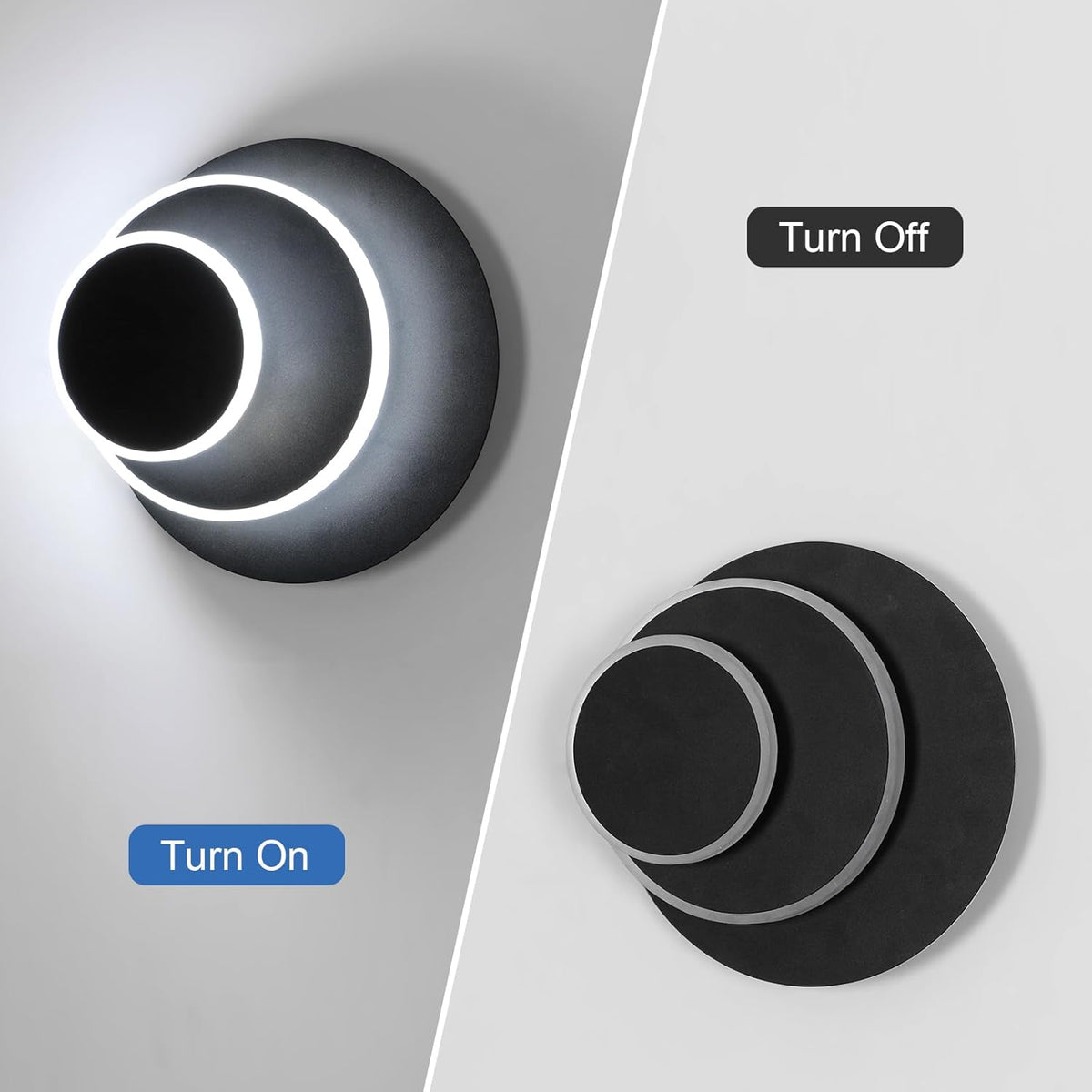 LuxiLamps - Led Wandlamp - 350 ° Draaibaar - Moderne Wandlamp - Zwart - Wall Lamp - LED Muurverlichting