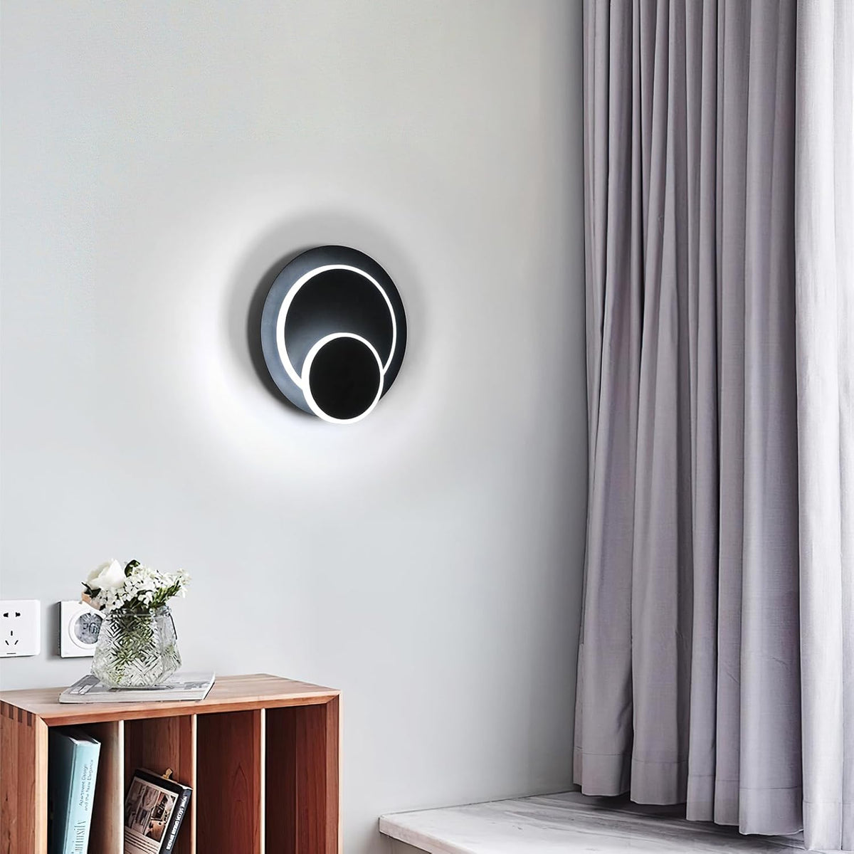 LuxiLamps - Led Wandlamp - 350 ° Draaibaar - Moderne Wandlamp - Zwart - Wall Lamp - LED Muurverlichting