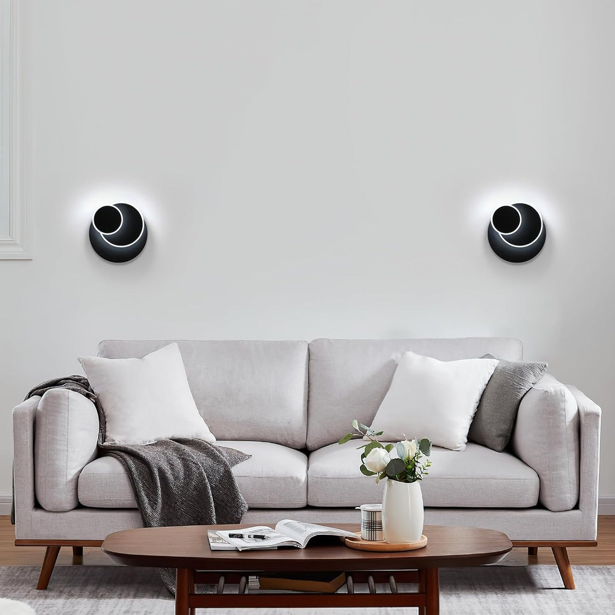 LuxiLamps - Led Wandlamp - 350 ° Draaibaar - Moderne Wandlamp - Zwart - Wall Lamp - LED Muurverlichting