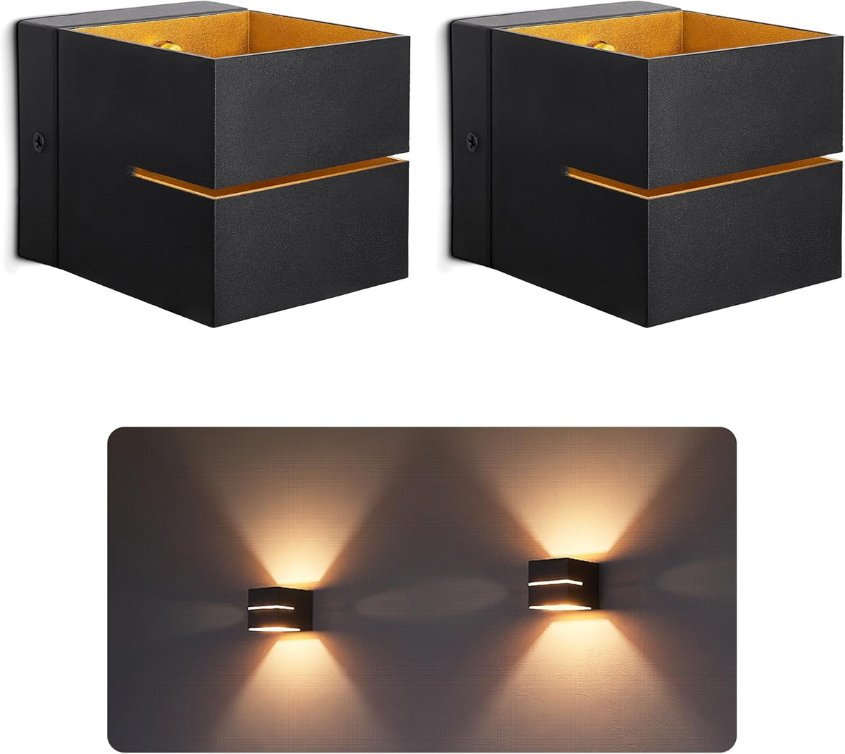 LuxiLamps - Led Wandlamp - Moderne Wandverlichting - Met Lichtgleuf - Goud/Zwart - Hal lamp - G9 - Trappenhuis - 16 cm