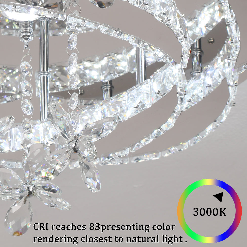 LuxiLamps - Maan Crystal LED Lamp - Met Afstandsbediening - Moderne Lamp - Kristal Kroonluchter - Woonkamer Lamp - Plafonniere