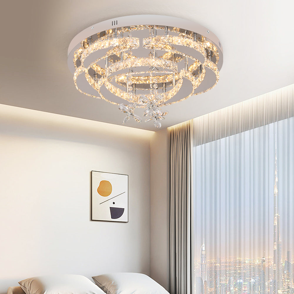 LuxiLamps - Maan Crystal LED Lamp - Met Afstandsbediening - Moderne Lamp - Kristal Kroonluchter - Woonkamer Lamp - Plafonniere