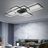 Black Rectangular LED Ceiling Light - 62 W - Dimmable With Remote Control - Adjustable 3000–6000 K - Modern Chandelier For The Living Room