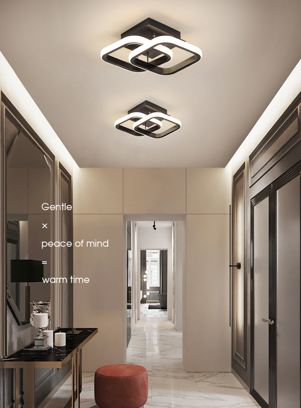 LuxiLamps - Modern Ceiling Lamp - Square LED - Chandelier - Aisle Lamp - Lighting - 29 cm - Black - Ceiling Light - 20W