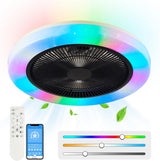 LuxiLamps - Modern RGB Ceiling Fan - Smart Lamp - 8 Colors - Dimmable With Remote Control & APP - 50 cm - Black - Living Room Lamp