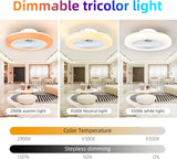 Modern RGB Ceiling Fan - LED Fan Light - 8 Colours - White - Dimmable - 6 Speeds - Remote Control And App - For Living Room