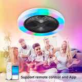 LuxiLamps - Modern RGB Ceiling Fan - Smart Lamp - 8 Colors - Dimmable With Remote Control & APP - 50 cm - Black - Living Room Lamp