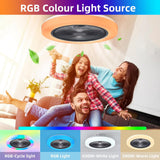 LuxiLamps - Modern RGB Ceiling Fan - Smart Lamp - 8 Colors - Dimmable With Remote Control & APP - 50 cm - Black - Living Room Lamp