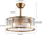 LuxiLamps - Ceiling Fan - Gold - 6 Speeds - 45 cm - Dimmable With Remote Control - Chandelier Fan - Living Room Lamp