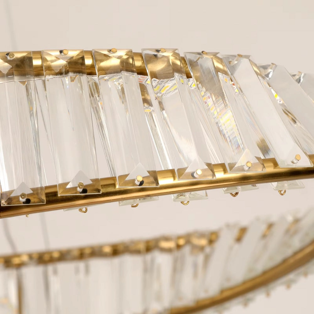 Ring Hanglamp - Goud - 60 cm - Luxe Kristal Kroonluchter - 50 W - Woonkamerlamp Met Wandschakelaar