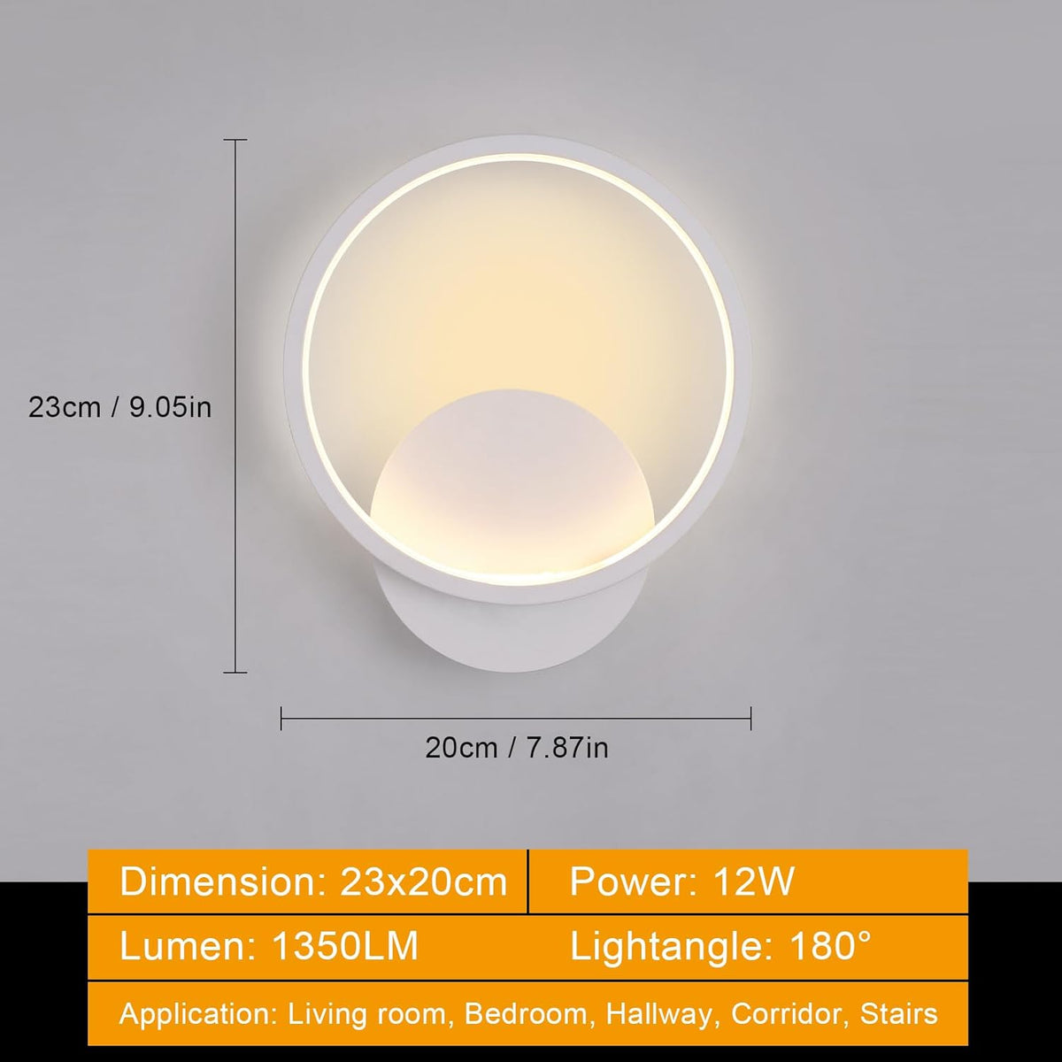 Ring LED Wall Lamp - White - Warm White Light - Not Dimmable - Modern Wall Decoration