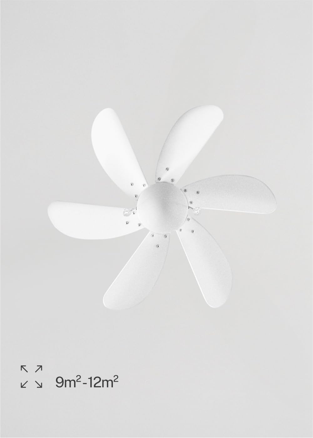 LuxiLamps - Silent 6 Blade Ceiling Fan - 3 Speeds - Chain Switch - Reversible Blade - 80 cm - White - Living Room Lamp - Kitchen - Bedroom - Modern Fan Lamp