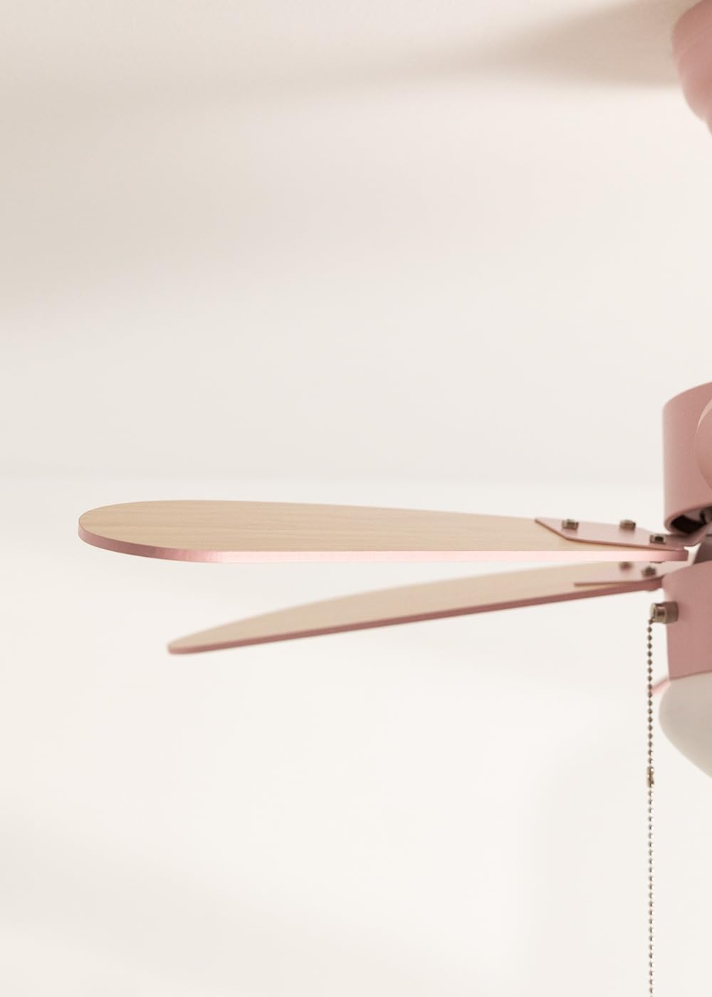 LuxiLamps - Silent 6 Blade Ceiling Fan - 3 Speeds - Chain Switch - Reversible Blade - 80 cm - Pink - Living Room Lamp - Kitchen - Bedroom - Modern Fan Lamp